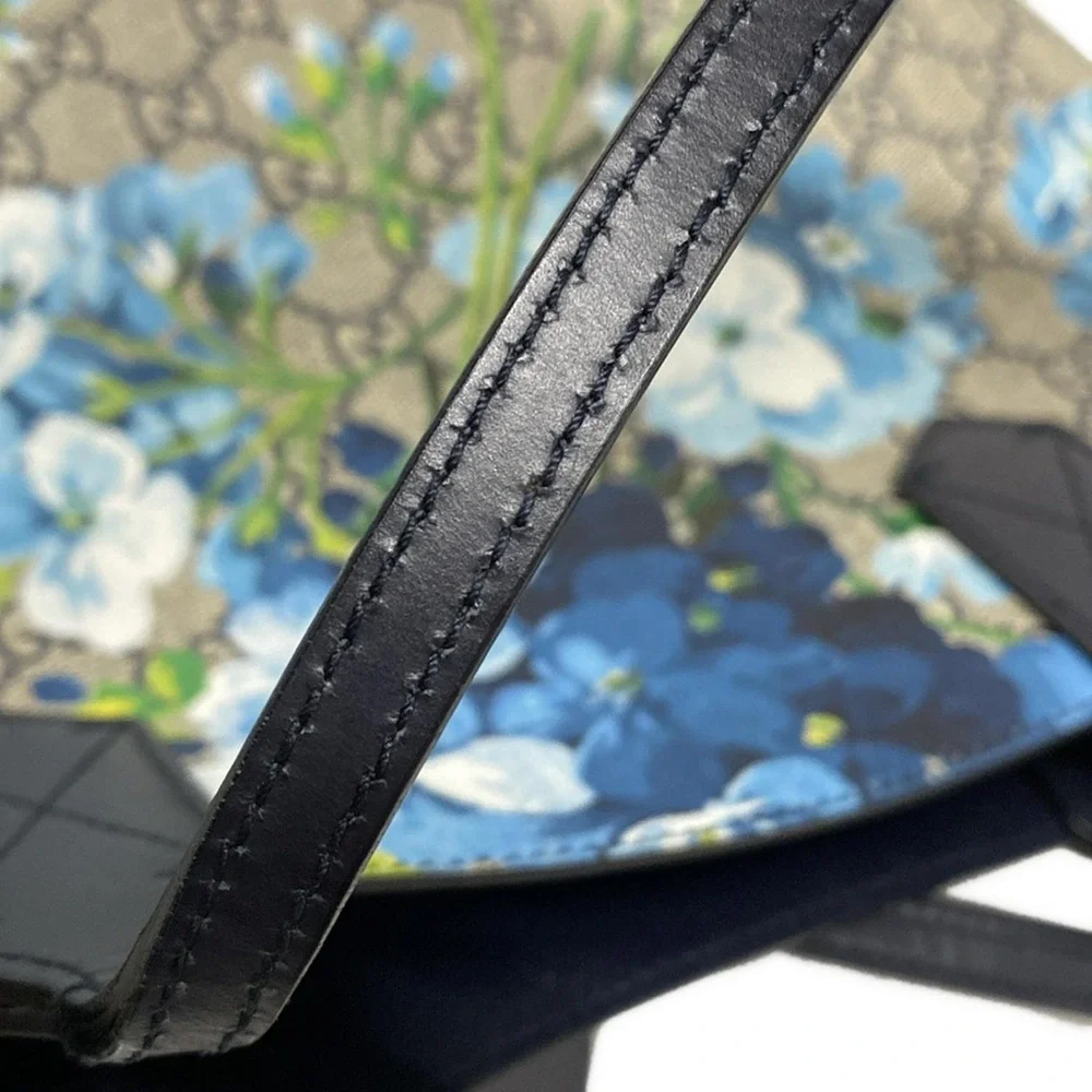 Gucci GG Blooms Tote Bag 546323 Blue Black Multi PVC Leather - Picture 12 of 14